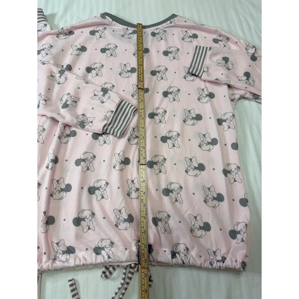 Disney Minnie Mouse Pink Gray Pajama Set Top Pants Women Medium - Picture 7 of 14